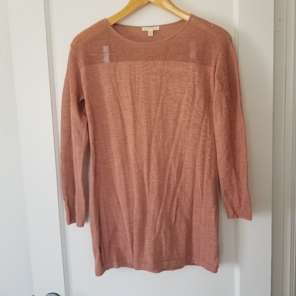 Eileen Fisher Coral Wool Knit Long Tunic Sweater